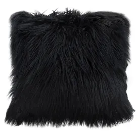 18" Square Accent Pillow by Diamond Sofa in Black Dual-Sided Faux Fur