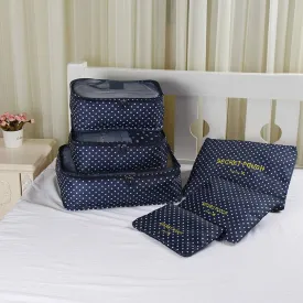 6 Pcs Waterproof Travel Storage Bag(Doted Print)