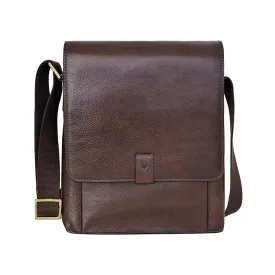 Aiden Medium Leather Messenger Bag in Brown