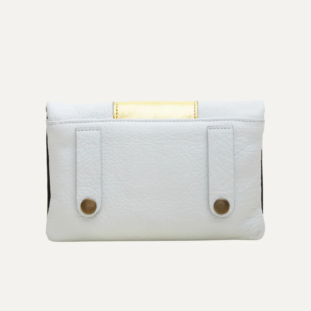 Belt Bag | White with Gold Metallic Stripe "The Goldie"