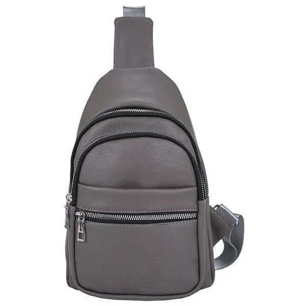 Black vegan leather sling bag