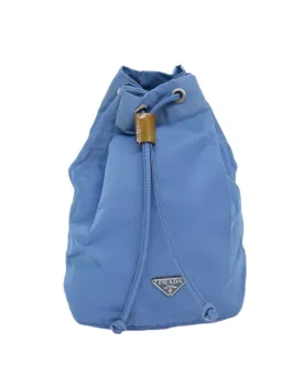 Blue Nylon Drawstring Pouch by Prada