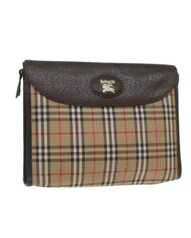 Canvas Nova Check Clutch Bag in Black and Beige