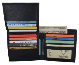 Cavelio Men's Black Hipster Genuine Leather Multi-Card ID Bifold Euro Wallet 404502