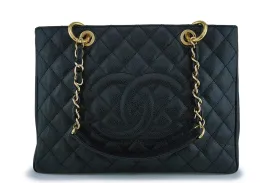 Chanel Black Caviar Grand Shopper Tote GST Bag GHW