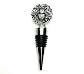 Handmade Oxidized Silver Bee Wine Bottle Stopper