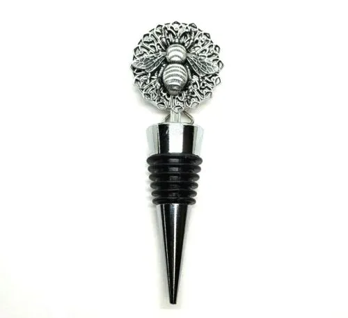 Handmade Oxidized Silver Bee Wine Bottle Stopper