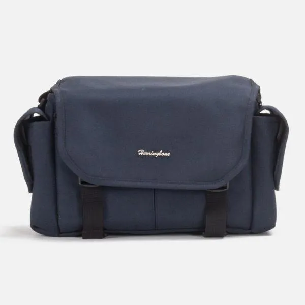 Herringbone Elephant Canvas Messenger Camera Bag - Small Navy