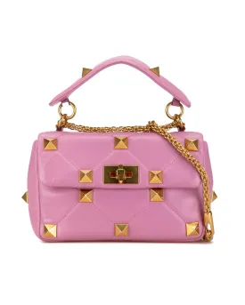 Medium Nappa Studded Quilted Leather Satchel with Chain Strap