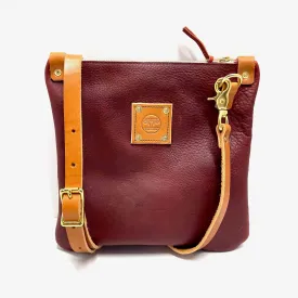 Mini Leather Messenger in Merlot