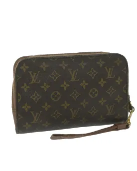 Monogram Canvas Clutch Bag with Metal Fittings - Used