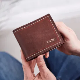 Personalised Leather Wallet With Triple Stitch