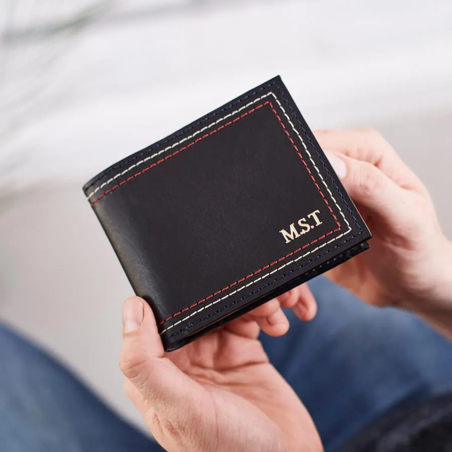 Personalised Leather Wallet With Triple Stitch