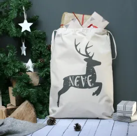 Personalised Reindeer Name Christmas Sack