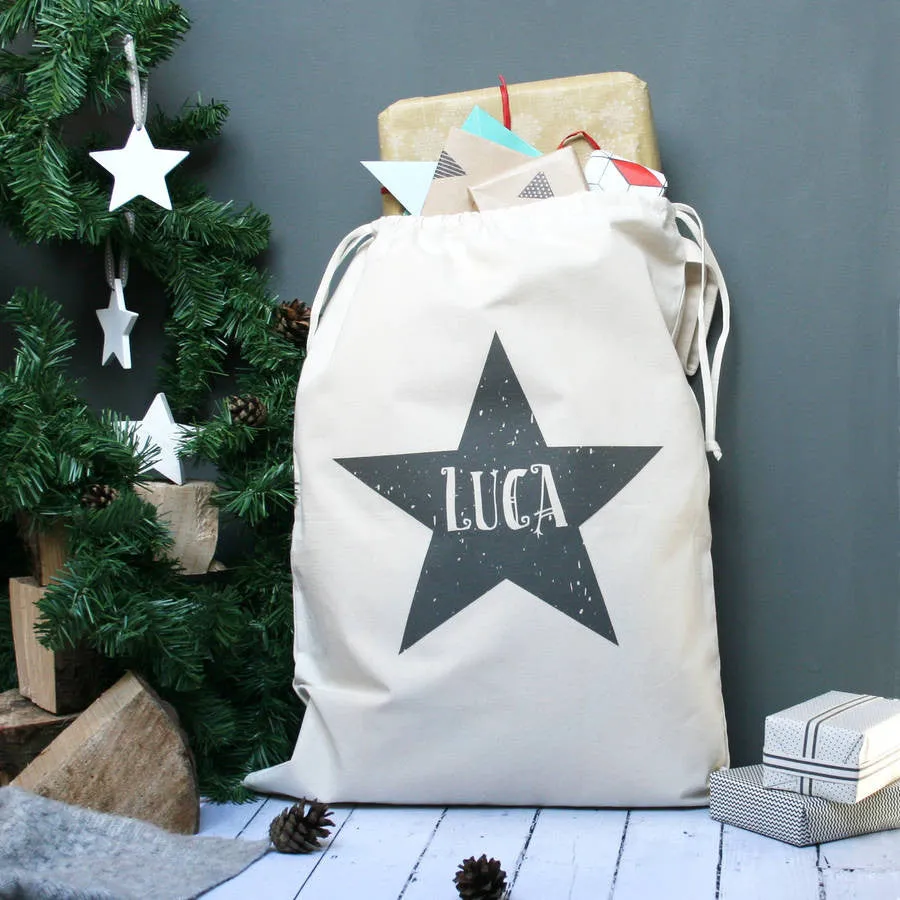 Personalised Star Name Christmas Sack