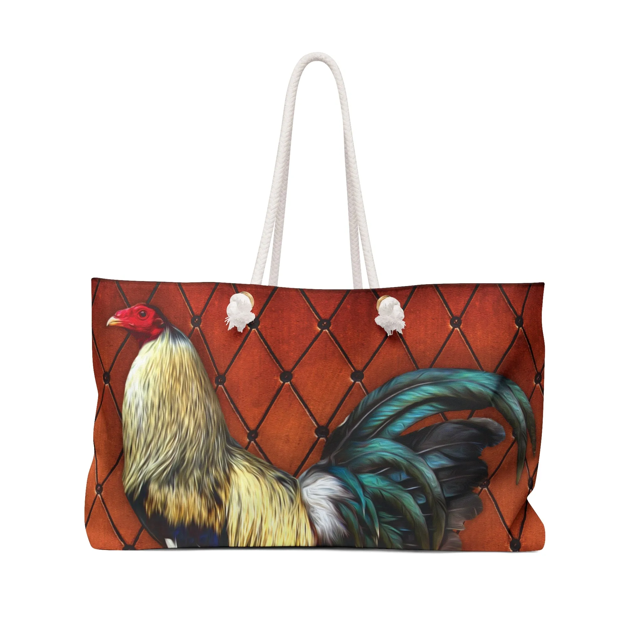 Personalised/Non-Personalised Weekender Bag, Chicken/Rooster, Large Weekender Bag, Beach Bag, Book Bag