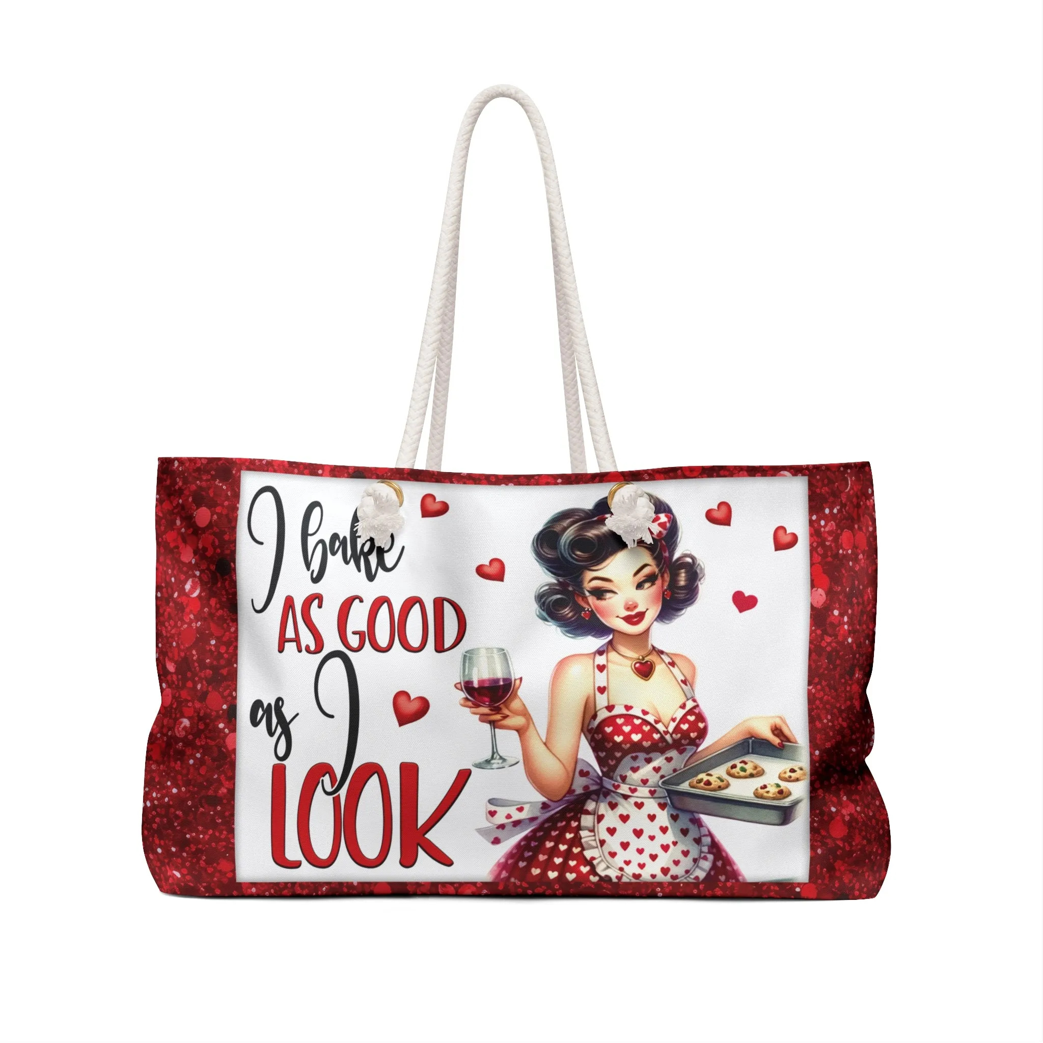 Personalised/Non-Personalised Weekender Bag, I Bake as Good as I Look, Large Weekender Bag, Beach Bag, Book Bag