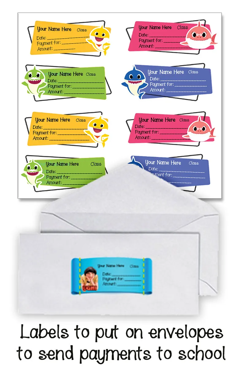 ""Baby shark" School labels packs