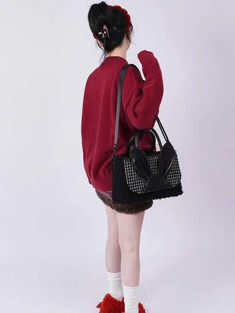 Rabbit large-capacity shoulder Messenger tote bag【s0000003302】