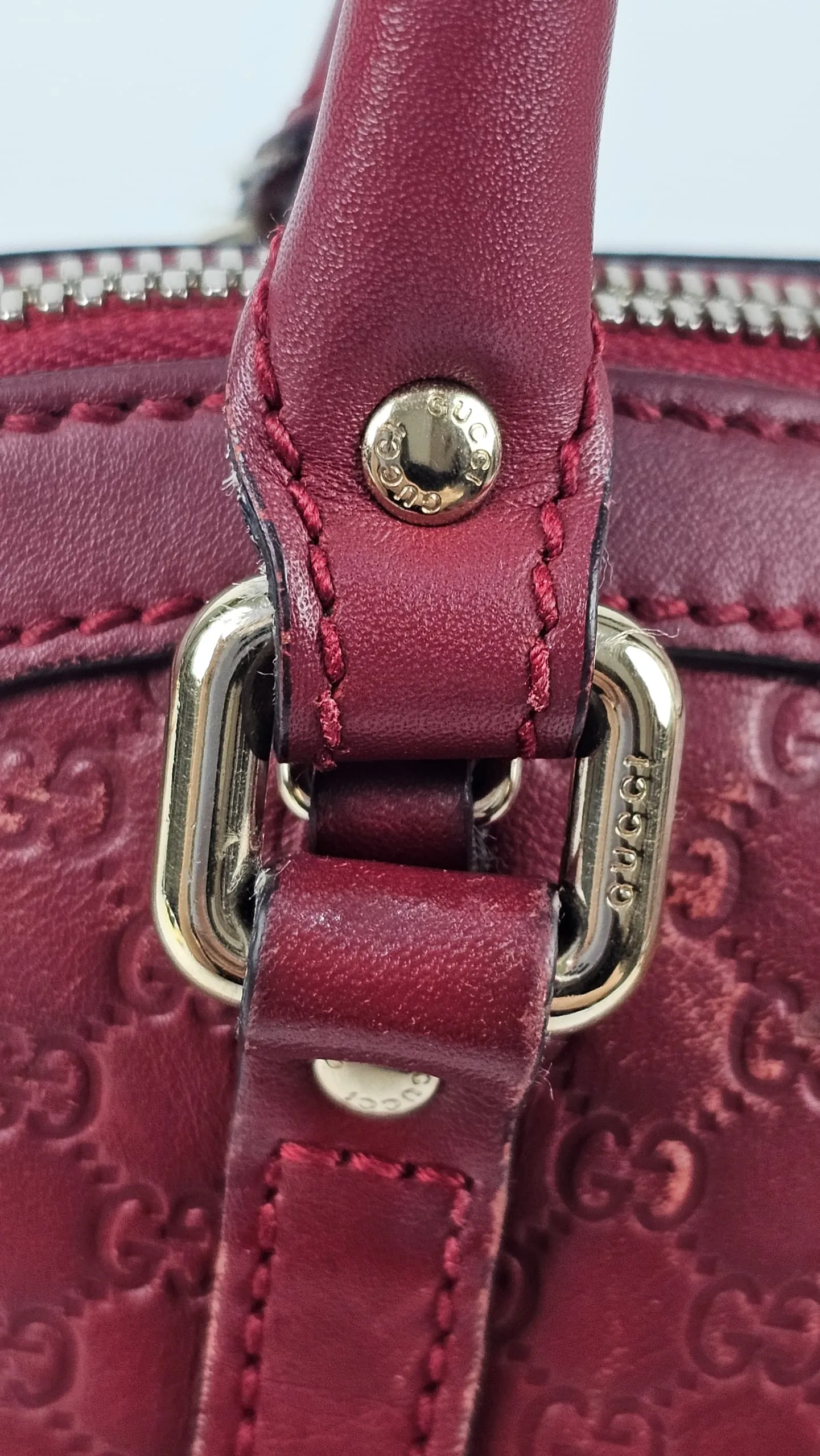 Red Mini Guccissima Leather Mini Dome Crossbody Bag