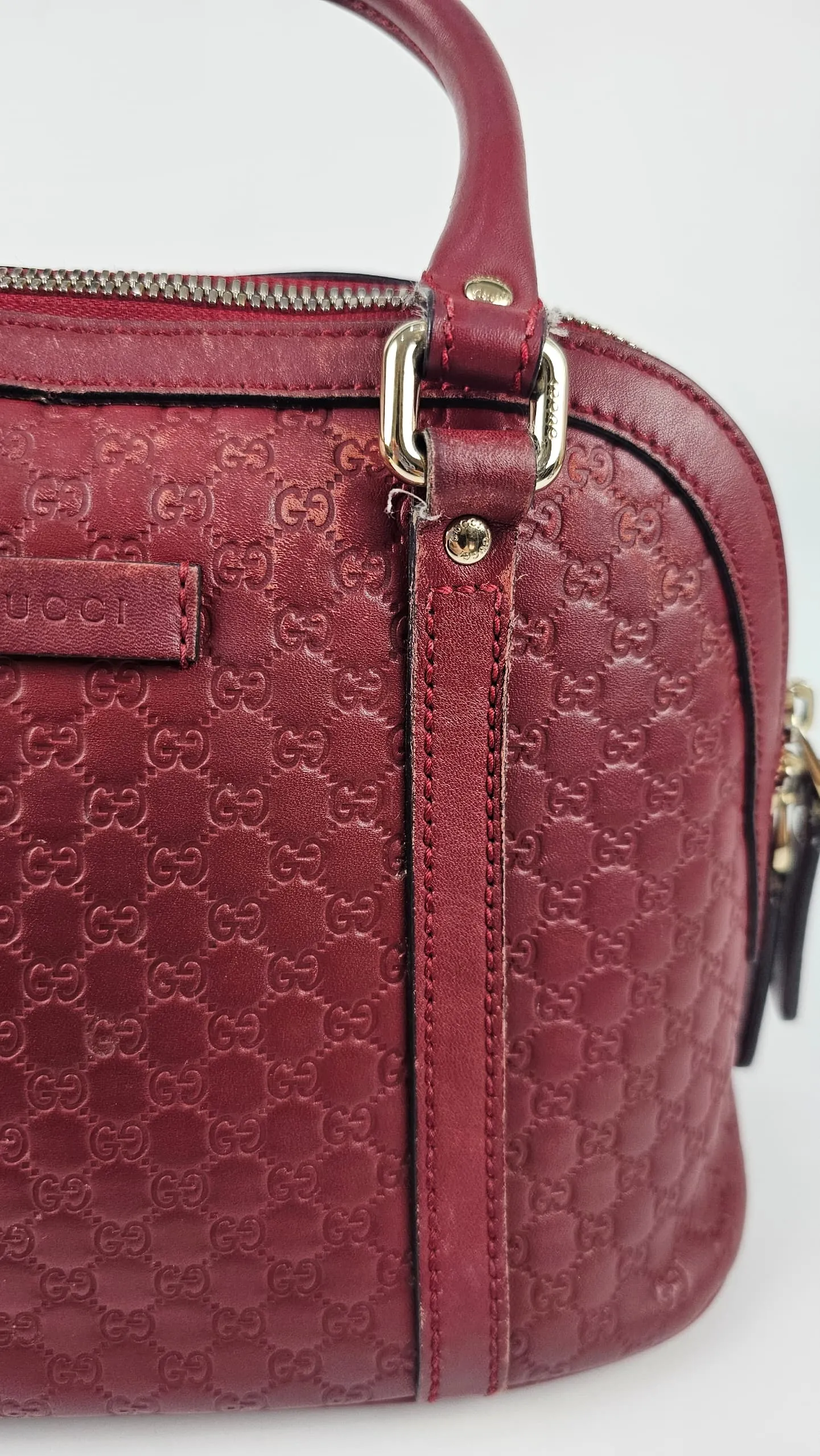 Red Mini Guccissima Leather Mini Dome Crossbody Bag