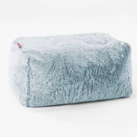 Small Footstool - Fluffy Faux Fur Rabbit Dusty Blue