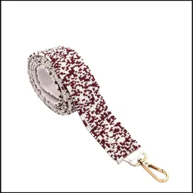 The Courtney Hand Beaded Confetti Strap MAROON and WHITE